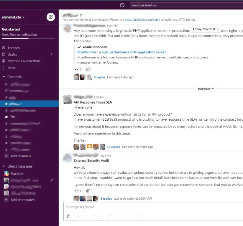 Slack workspace screenshot